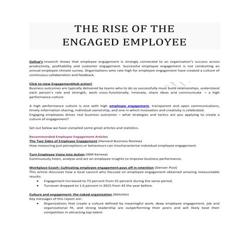 THE RISE OF THE ENGAGED EMPLOYEE