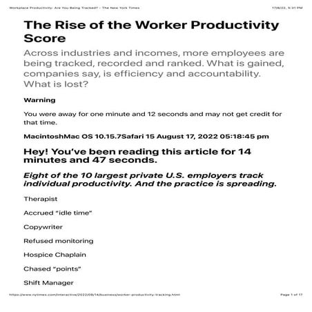 The Rise of the Worker Productivity Score | PDF