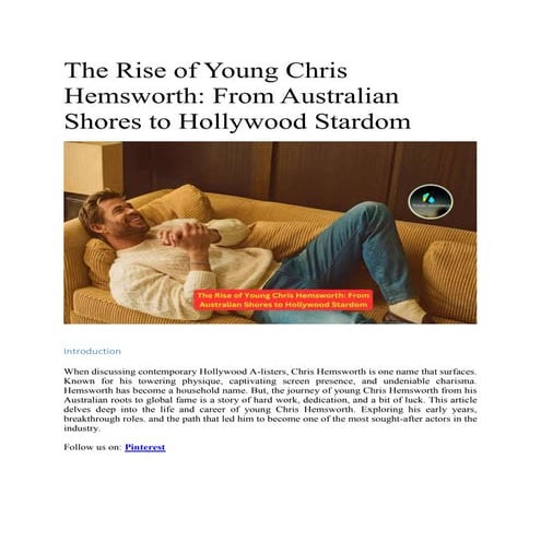 The Rise of Young Chris Hemsworth: From Australian Shores to Hollywood ...