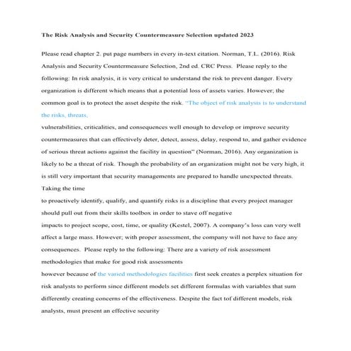 The Risk Analysis and Security Countermeasure Selection updated 2023 ...