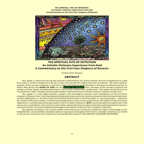 THE SPIRITUAL RITE OF INITIATION  An Initiatic Visionary Experience from God:...