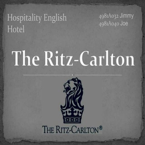 The Ritz Carlton  Ppt