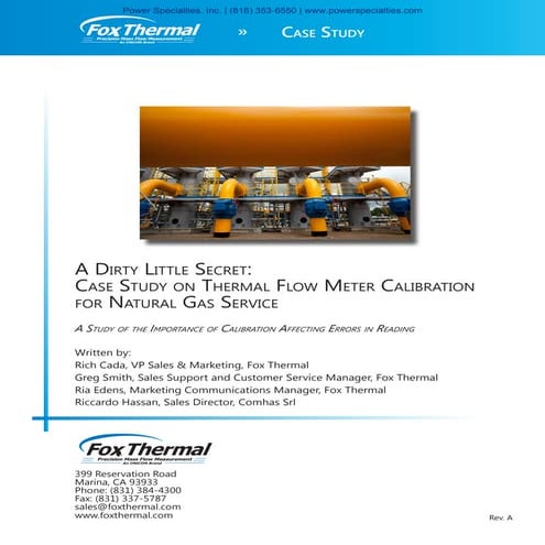 Case Study on Thermal Flow Meter Calibration for Natural Gas Service