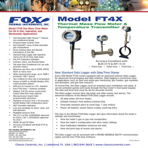 Thermal Mass Flow Meter for Oil & Gas Applications