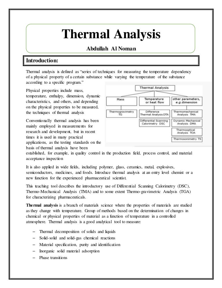 Thermal analysis assignment 2nd edition