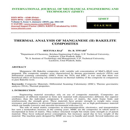 Thermal analysis of manganese  ii bakelite composites