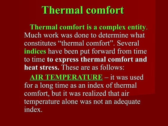 5. Thermal comfort 2 (indices) | PPT