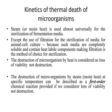 Thermal Death Kinetics and various Isotherms