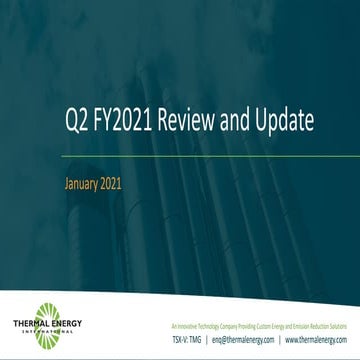 Thermal Energy FY2021 Q2 Financial Summary