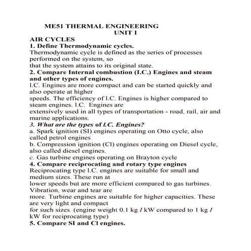Thermal engineering 2 marks 