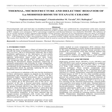 Thermal, microstructure and dielectric behavior of la modified bismuth titana...