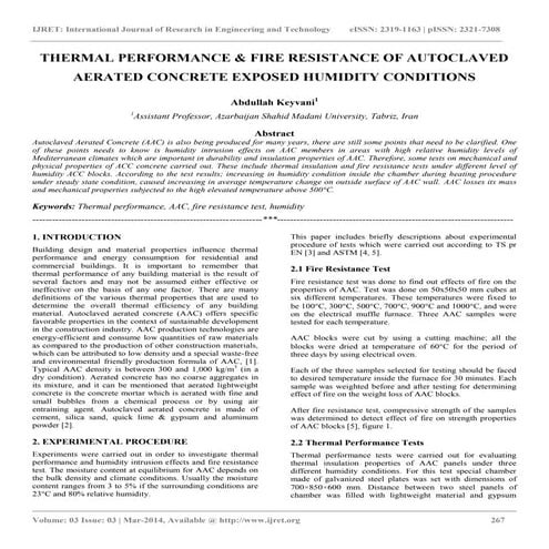 Thermal performance & fire resistance of autoclaved aerated concrete exposed ...