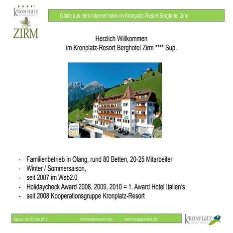 Online Marketing in der Hotellerie - Berghotel Zirm