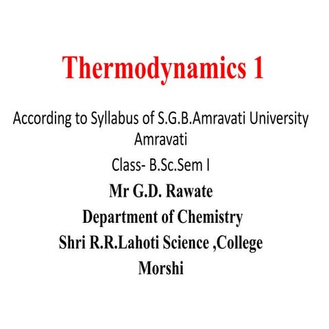 Thermodynamic I