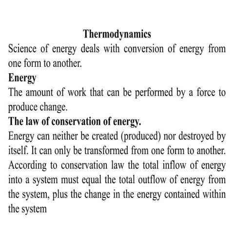 Thermodynamic lecture