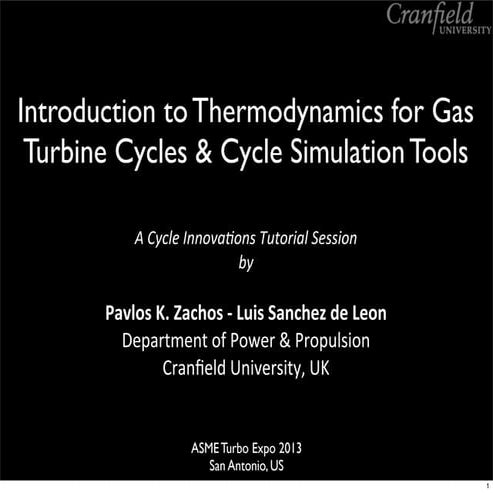 Thermodynamics for gas turbine cycles 1of2