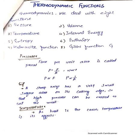 Thermodynamics function