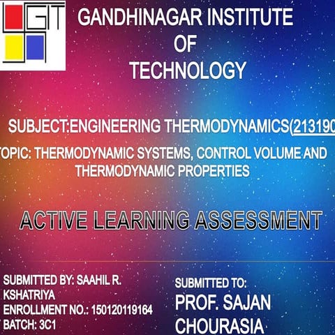 Thermodynamic sysytem and control volume and properties