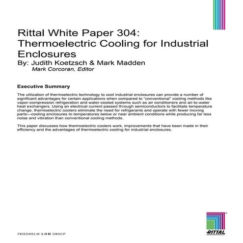 Thermoelectric cooling for industrial enclosures