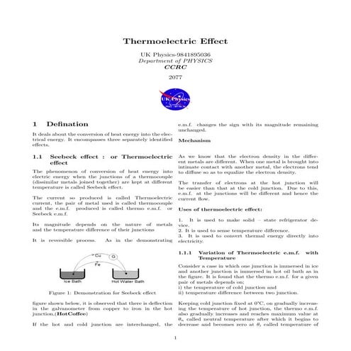 Thermoelectric Effect