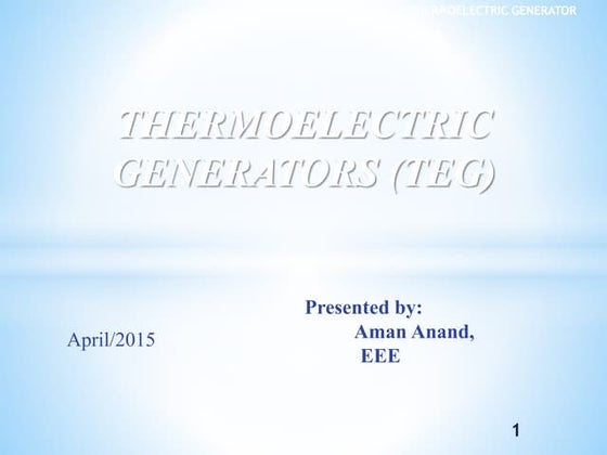 Thermo electric power generation | PPTX