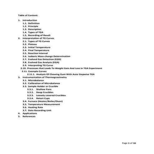 Thermogravimetry Analysis (TGA)