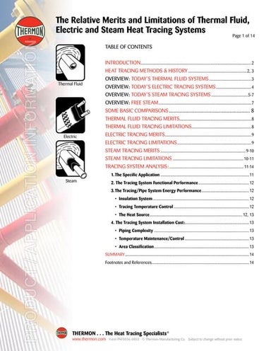 Thermon Industrial Hazardous Area Trace Heating - General Information