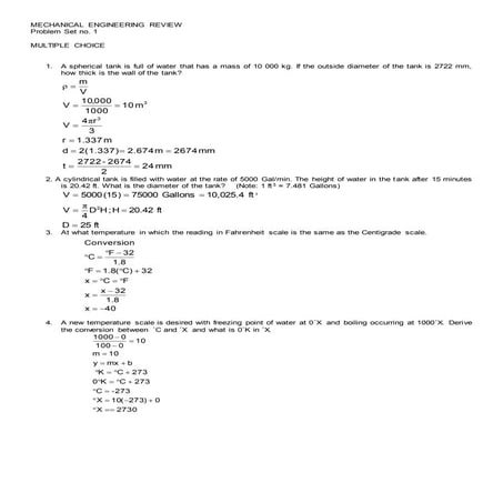 Thermo problem set no. 1