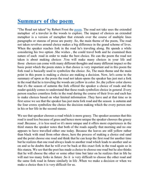 The Road Not Taken summary.pdf