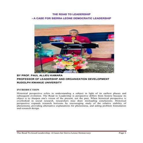 THE ROAD TO LEADERSHIP A CASE FOR SIERRA LEONE LEADERSHIP pdf