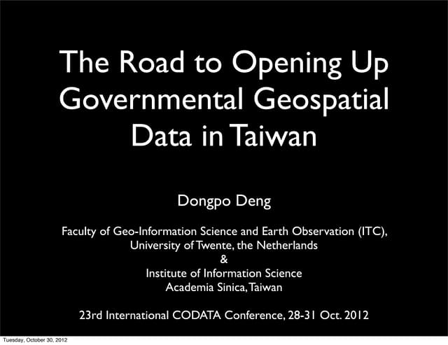 The road to opening up governmental geospatial data in taiwan