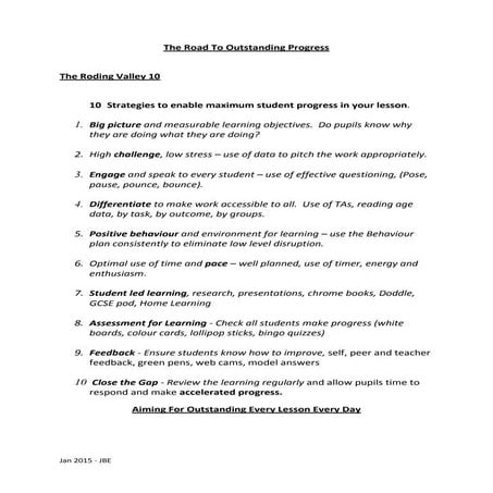 The road to outstanding - RVHS