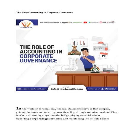 The Role of Accounting in Corporate Governance | Academy Tax4wealth