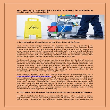 The Role of a Commercial Cleaning Company in Maintaining Health and ...