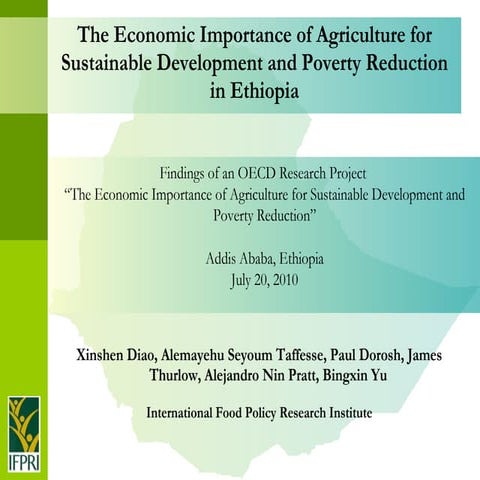 The Economic Importance of Agriculture for Sustainable Development and Povert...