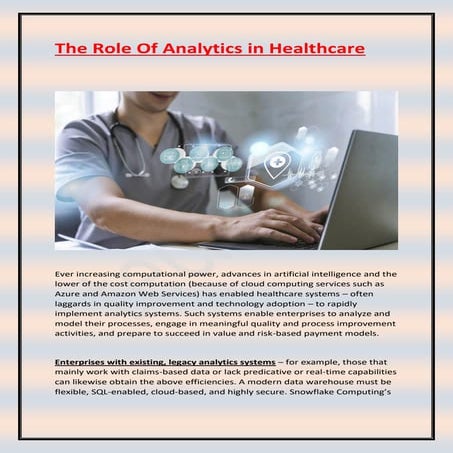 The Role Of Analytics in Healthcare.