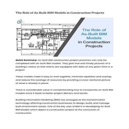 The Role of As-Built BIM Models in Construction Projects