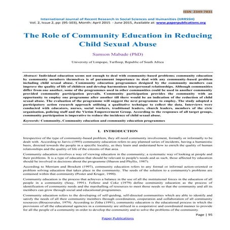 The Role of Community Education in Reducing Child Sexual Abuse