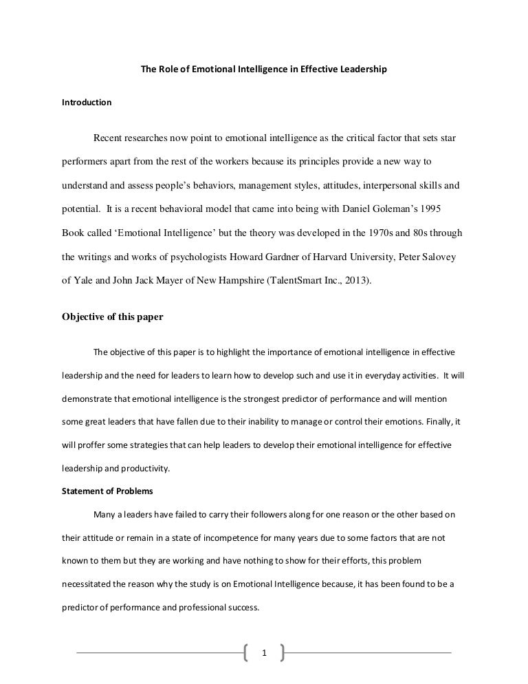 English Essays For Kids Theroleofemotionalintelligenceineffectiveleadershipphpappthumbnailjpgcb Personal Narrative Essay Examples High School also Buy Essay Papers The Role Of Emotional Intelligence In Effective Leadership Response Essay Thesis