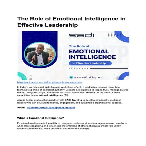 The Role of Emotional Intelligence in Effective Leadership and ...