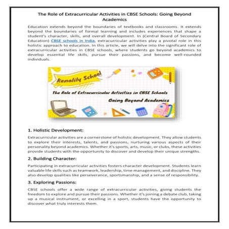 The Role of Extracurricular Activities in CBSE Schools Going Beyond ...