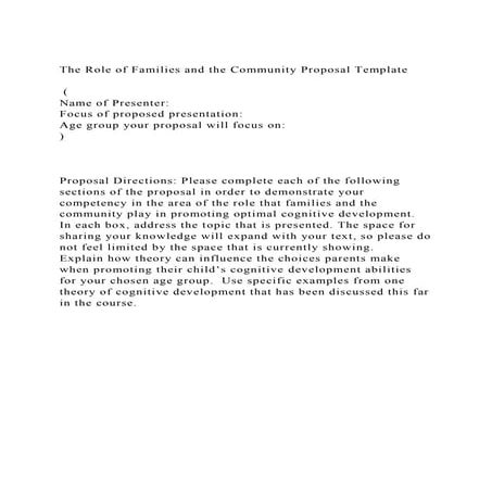 The Role of Families and the Community Proposal Template  (N.docx