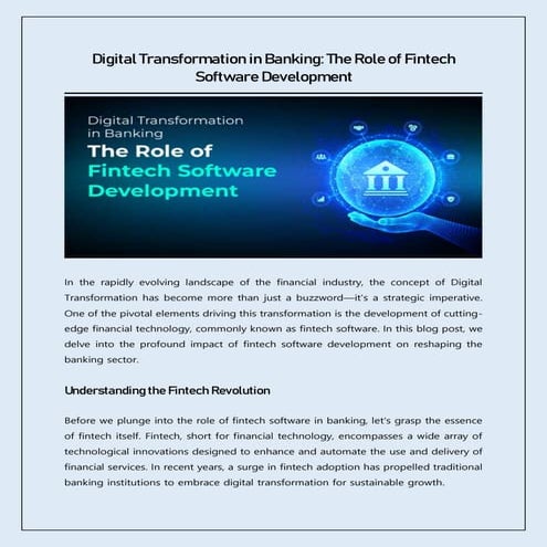 Digital Transformation in Banking: The Role of Fintech Software ...