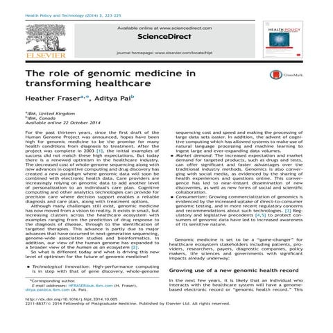 The role of genomic medicine in transforming healthcare