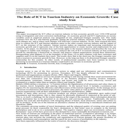The role of ict in tourism industry on economic growth case study iran ...
