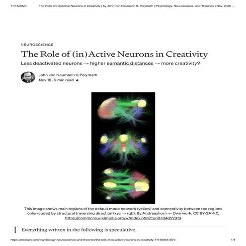 The Role of (in)Active Neurons in Creativity