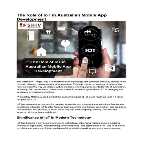 The Role of IoT in Australian Mobile App Development - PDF Guide