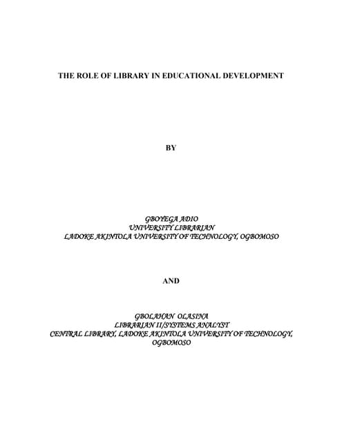 The role of library in educational ...