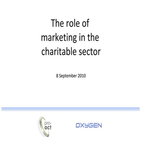The Role of Marketing in the Charitable Sector