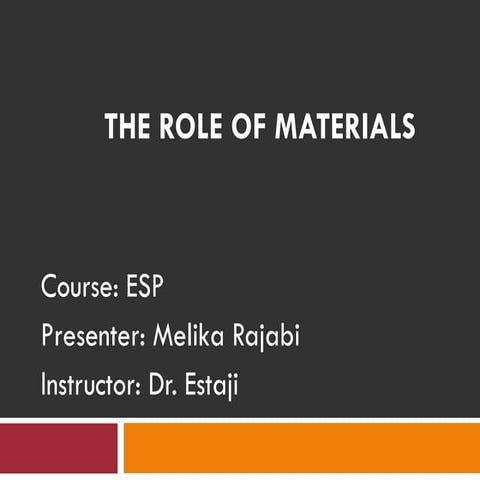 The role of materials dudly